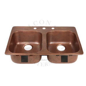 Modern Handmade Polished Hammered Double <b>Drainer</b> Under Mounted Copper Kitchen <b>Sink</b> with Unique Style <b>for</b> Home and Hotel Use - Product Image 1