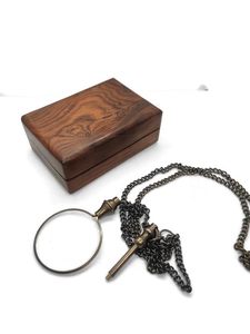 Collar de cadena de latón náutico con colgante de lupa redondo de 40mm de diámetro, lupas de cristal de alta calidad, regalo - Product Image 3