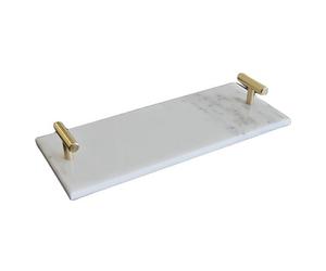 Elegante bandeja de servicio real de mármol con forma de rectángulo de varios colores con asas de Metal bandeja de mármol decorativa decoración del hogar - Product Image 3