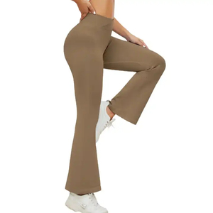 <b>Women</b> High Waist Yoga Flared Pants High Quality Gym Fitness Running Tight Butt Lifting <b>Leggings</b> Fold Flared <b>Women</b> <b>Leggings</b> - Product Image 1