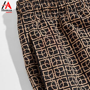 Short de bain homme noir solide Style High Street Tissu en coton doux Léger 180 GSM Taille élastique Cordon de serrage Séchage rapide - Product Image 2