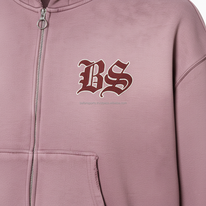 Sweat à capuche d'hiver épais à fermeture éclair polaire lourde 480 GSM coton doux mélange de polyester couleur rose broderie personnalisée logo basics sweats à capuche - Product Image 6