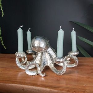 Support à bougie exclusif en aluminium en forme de pieuvre, idéal pour les intérieurs de luxe, la décoration artistique et les présentations spectaculaires - Product Image 1