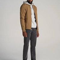 Veste en cuir et toile personnalisée, écologique, respirante, pour homme, hiver, haute qualité, mode outdoor, col montant, logo frontal