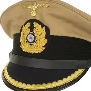 WW2 German U-boat Navy cape hat for kreigsmarine in Brown cotton and dark blue wool as well as gabardine