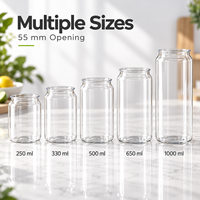 Boîtes en plastique PET avec logo personnalisé, boîtes transparentes de haute qualité, bouteilles de boissons avec couvercle en aluminium pour sodas et boissons