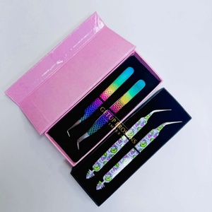 Pince à épiler pour cils GETUP BROSONS IMPEX de haute qualité en acier inoxydable, plusieurs couleurs, pointe lisse, poignée diamantée, antimagnétique - Product Image 2