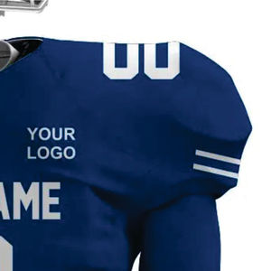 Personalizado de los hombres azul blanco uniforme de fútbol americano Durable Tackle sarga equipo Jersey pantalones conjunto transpirable ropa deportiva para corto - Product Image 4