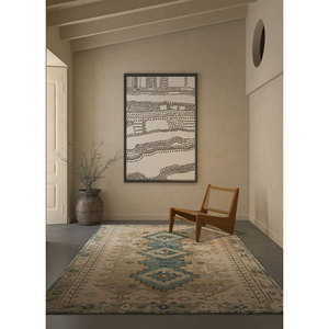 Tapis en laine noué à la main Erbe Beige Marron PKWL-8017 à motif géométrique pour salon, entrée, couloir, puzzle pour adolescents - Product Image 5