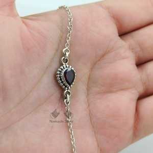 Handmade Garnet <b>Bracelet</b> with Topaz Sterling <b>Silver</b> Gemstone Jewelry January Birthstone Accessory - Product Image 5