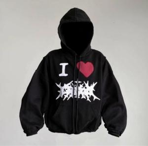 เสื้อฮู้ดดี้โอเวอร์ไซส์ผ้าวาฟเฟิลเนื้อหนา 500gsm ผ้าฝ้ายวินเทจ ซิปหน้า ล้างสีแบบแอซิดวอช แต่งดีเทลขาดๆ ผ้าฝ้ายแท้ 100% ทรงครอป - Product Image 2