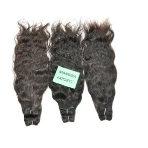 Paquetes de cabello virgen indio negro ondulado natural Cabello humano crudo que no teje extensiones procesadas químicas - Product Image 1