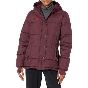 Chaqueta acolchada ligera de manga larga resistente al agua para mujer, logotipo personalizado, talla grande, con capucha, cierre de cremallera para invierno - Product Image 1