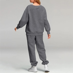 Conjunto de 2 piezas de lana de algodón para mujer, precio económico al por mayor, Diseña tu propio chándal para mujer, traje de jogging con logotipo personalizado - Product Image 6