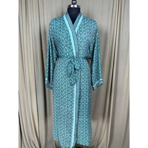 Vintage Chic Recycled Silk Sari <b>Robe</b> Women's Boho Kimono for <b>Beach</b> Resort Wear for Bridesmaid Lounge Wedding Gown Cover Ups - Product Image 2