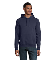 Sudadera con Capucha Azul Marino Vegana de Corte Regular, Ecológica, 100% Algodón Orgánico Sostenible, Jersey de Invierno, Forrada, con Estampado Bordado