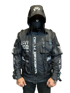 Chaqueta Bomber Varsity de Lona Negra para Hombre, Estilo Urbano, Talla 3XL, Impermeable, Transpirable, Estilo Punk, Hip Hop, Táctica, Streetwear - Product Image 6