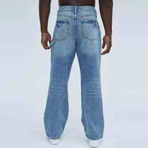 Ropa de calle personalizada para hombre, pantalones vaqueros holgados transpirables, pantalones vaqueros holgados de gran tamaño para hombre, pantalones vaqueros para hombre - Product Image 4