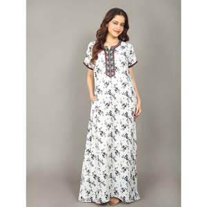 Evolove – Nuisette longue en viscose Liva pour femme, avec poches, super douce et confortable, en popeline tissée, boutonnée, fermeture à cordon, demi-tenue 3 pièces - Product Image 1