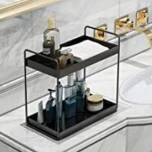 Cabinet Spice Rack 2 Tier Black Color Polished <b>Shelving</b> Racks Storage Holders Kitchenware Item for Multipurpose Use Flat Base - Product Image 5