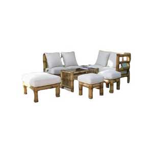 2024 meilleur prix moderne de luxe extérieur en teck bambou canapé meubles hôtel salon balcon osier rotin bambou Villa jardin canapé ensemble - Product Image 1