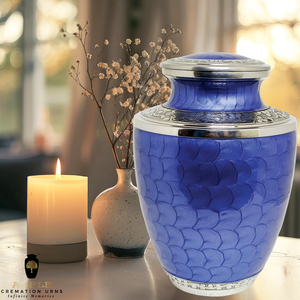 โกศบรรจุอัฐิแบบอเมริกัน/ยุโรป สีน้ำเงิน เป็นมิตรกับสิ่งแวดล้อม ทนทาน ปรับแต่งได้ สำหรับงานศพ ขนาด 10 นิ้ว - Product Image 4