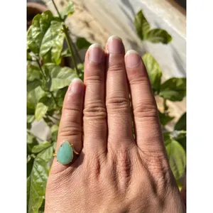 Bague en Or Blanc 14K et Argent 925 avec Turquoise Naturelle Taillée Émeraude, Bijou Fin Rhodié pour Usage Quotidien, Sertie d'Émeraude en Sertissage Bezel - Product Image 6