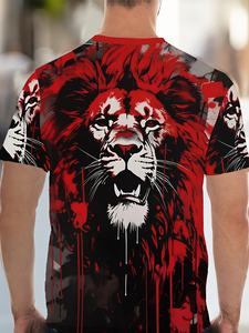 Ensemble deux pièces de sport décontracté d'été pour hommes T-shirt à manches courtes imprimé 3D animal personnalisé avec short de poche à cordon de serrage - Product Image 2