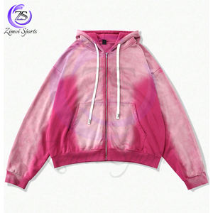 Sweats à capuche pour hommes décontractés vintage délavés à l'acide style fermeture éclair, OEM/ODM Service personnalisé pull en coton doux vestes à capuche surdimensionnées - Product Image 4