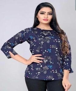 La mayoría de las fabulosas damas algodón seda satén corto Kurtis túnica étnica estampado Casual vestido Primavera de talla grande venta al por mayor tarifa barata India - Product Image 5