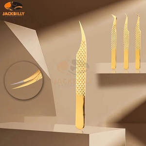 Pince à cils de précision professionnelle Lot de 4 extensions de cils argentés de couleur personnalisables - Product Image 3