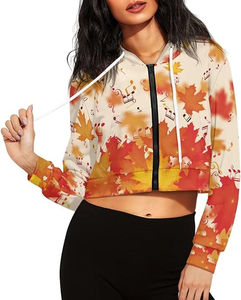 Antiarrugas, transpirables, sudaderas con capucha para mujer Tasa razonable Mujeres Sublimación Crop Hoodie Peso ligero Venta caliente Cómodo - Product Image 5