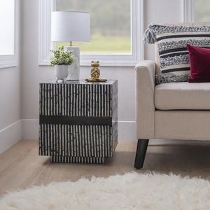 Mesa de centro cuadrada de lujo para el hogar, mueble con incrustaciones de perlas Madre, taburete de perlas - Product Image 4