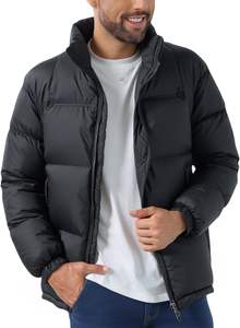 Veste matelassée en toile pour homme avec logo personnalisé en gros, manteau d'hiver chaud, col montant, fermeture éclair, imperméable, écologique, rembourrée - Product Image 6