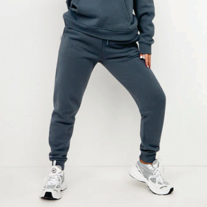 65% coton 35% polyester doux Jersey tissu côtelé poignets base surdimensionné jogger bleu orageux femmes survêtement bas - Product Image 5