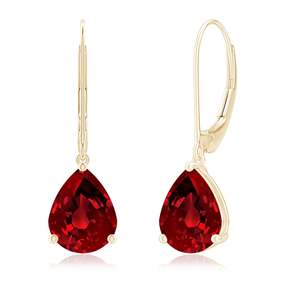 Pear Cut <b>Red</b> Crystal Drop <b>Earrings</b> 18K Gold Plated Women's Classic Dangle Jewelry Wedding Style - Product Image 1