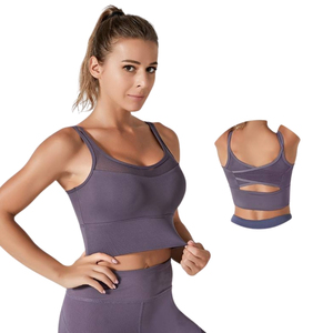 Soutiens-gorge de sport en polyester Spandex solide de haute qualité à la mode Fitness Wear vêtements de sport personnalisables vêtements de sport à la mode - Product Image 5