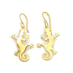 Vente en gros de boucles d'oreilles lézard plaqué or en laiton bijoux de reptile pour femmes faites à la main boucles d'oreilles boho à la mode d'inspiration animale - Product Image 1