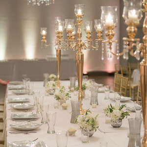 Nuevo vaso de cristal Candelabro 5 brazos boda centro de mesa decorativo piso alto soporte de Vela decorativa para decoración del hogar - Product Image 6