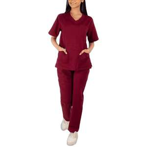 Tenues médicales pour femmes de haute qualité, vêtements de travail tendance, col en V, manches courtes, uniformes d'infirmière unisexes, dessinés à la main, vente en gros directe - Product Image 6