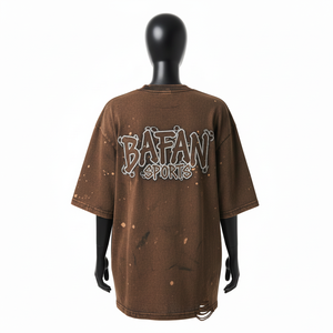 Camiseta de Algodón de Primera Calidad para Mujer, 240 GSM, Lavado Vintage, Estilo Holgado, Color Marrón, Impresión de Logotipo Personalizado - Product Image 2