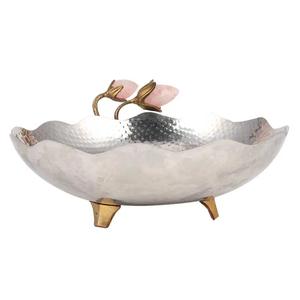Tazón de fruta decorativo de Metal de la mejor calidad con acabado plateado Tazón decorativo elegante de Metal de aluminio con acabado de níquel hecho a mano - Product Image 1