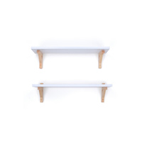 Montessori Skandinavisches Doppel-Bücherregal Edelstahl Holz Wandmontiertes Multifunktionsregal 60cm Breite Weiß 15cm