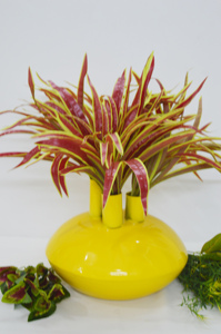 Vase de luxe de haute qualité à 3 trous, revêtement en poudre jaune, vente chaude, vase simple de style designer pour la maison de luxe - Product Image 2