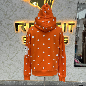 Sweat à capuche orange de qualité supérieure imprimé avec fermeture éclair, veste à fermeture éclair avec strass, lavage à l'acide, vintage, lavé, sweat à capuche en molleton pour homme, streetwear - Product Image 2