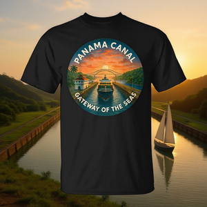 T-shirt promotionnel vintage style canal de Panama pour la navigation et le croisement – Vêtements de style rétro - Product Image 3