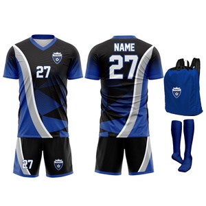 Ensemble de maillot de football/soccer personnalisé pour homme, 100 % polyester respirant et extensible, col rond, manches courtes, taille élastique - Product Image 6