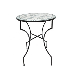 Mesa auxiliar de estilo clásico moderno, soporte plegable de hierro, mosaico multicolor, mesa de centro a granel negra mate para muebles de sala de estar - Product Image 3
