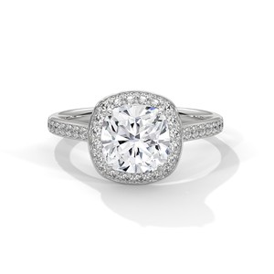 2.0ct Cushion Cut CZ Halo <b>Solitaire</b> <b>Ring</b> 925 Sterling <b>Silver</b> Engagement Band - Product Image 1