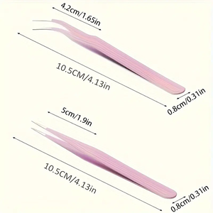 Juego de 2 Pinzas Profesionales para Volumen Ruso, Color Macaron, Diseño Ergonómico, Acero Inoxidable, Puntas Afiladas, Protectoras para Pestañas - Product Image 4